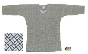 鯉口シャツ（グレー地に紺）